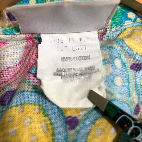 Vintage Geometric Floral Blouse Shirt Top Loud - Picture 5 of 6